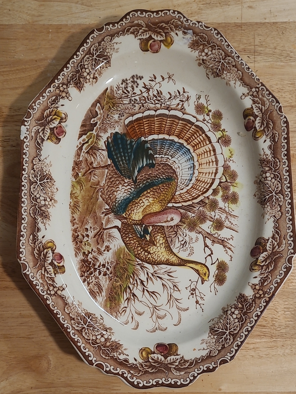 Decorative Turkey Ceramic Serving Platter - Brown & Multicolor